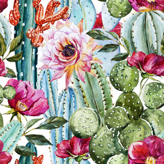 Fototapety  Akwarela kaktusowy wzór