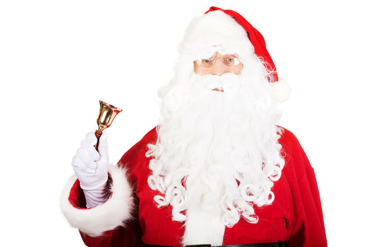 Portrait of Santa Claus holding a bell