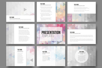 Set of 9 templates for presentation slides. Abstract vibrant