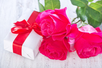 present and red rose