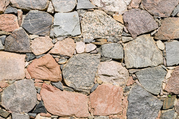 Texture of old stone wall of large rough boulders