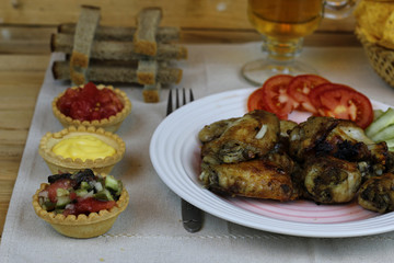 wings barbecue sauce vegetables
