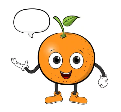 Orange Cartoon With Text, a hand drawn vector illustration of an orange  cartoon character with a blank narration bubble (editable). Stock Vector |  Adobe Stock