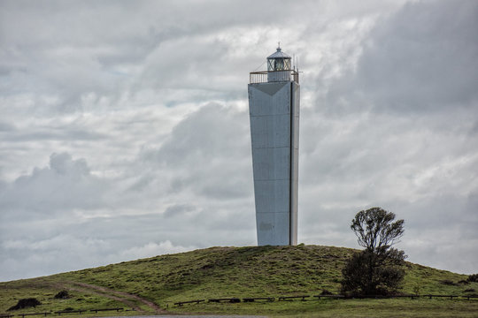 Cape Jervis Lighthouse On Cloudy Day