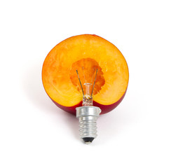 Nectarine lightbulb, concept of green energy