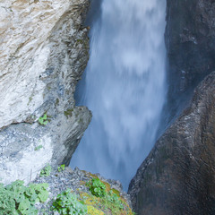 Trummelbach falls (Trummelbachfalle), waterfall in the mountain