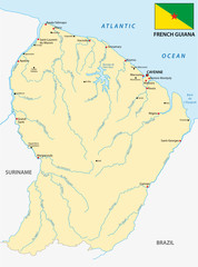 french guiana map with flag