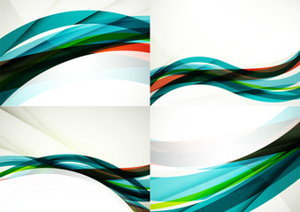 Set of abstract backgrounds. Glossy wide colorful wave