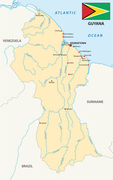 guyana map with flag
