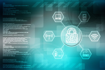 Security concept: Lock on digital screen, contrast, 3d render