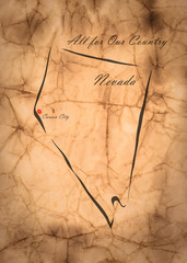 Map Nevada of America on the old faded paper
