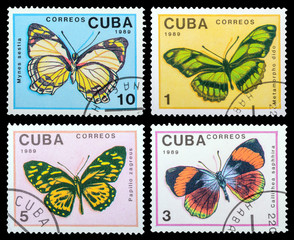 CUBA- CIRCA 1989: A set of postage stamps printed in the Cuba, shows series Butterflies, circa 1989 - 92337705