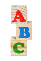 wooden blocks with the word abs isolated on a white background