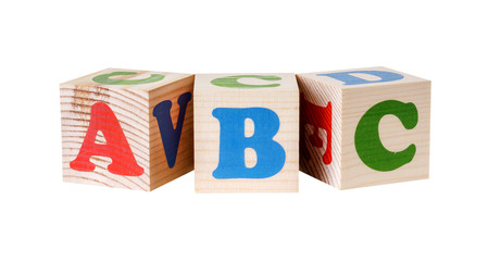 wooden blocks with the word abs isolated on a white background