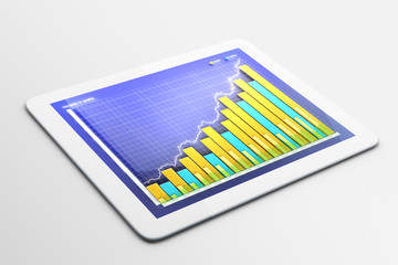 Tablet with business chart