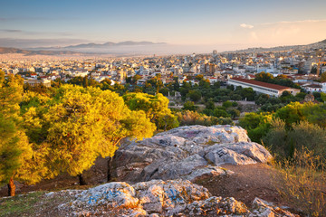 View of Agora and Athens from Areopagus hill.
