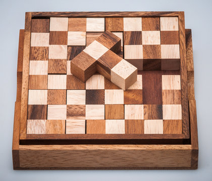 wooden puzzle for the development of thinking