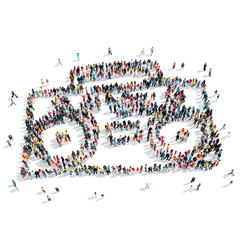 people  shape tape crowd