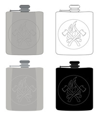 Drinking flask icon set