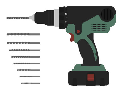 green and black drill with drill bits clip art preview