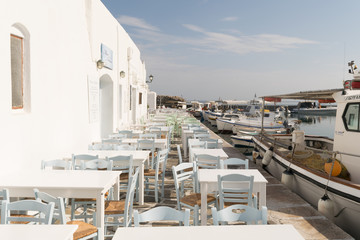 Fototapeta premium Beautiful graphic port at Naoussa in Paros Greece island.