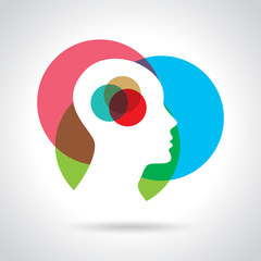 Think Thoughts and options. vector illustration of head