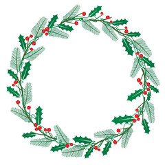 Fototapeta premium Christmas wreath frame