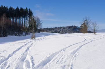 Fototapeta na wymiar Track on the snow