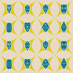 Fototapeta premium Seamless background with African ritual masks for your design
