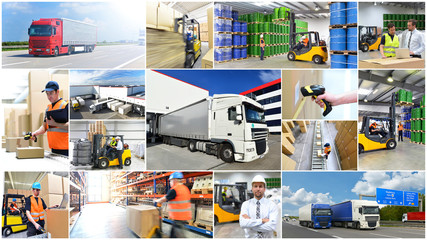 Collage Transport - Logistik - Versand - Warenlager // shipping and logistics