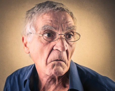 Disappointed elderly man