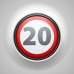 Restricting speed to 20 kilometers per hour traffic sign