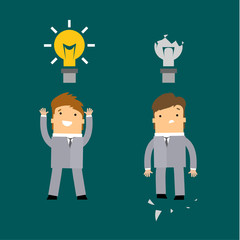 businessman with glow light bulb