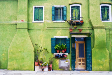 Houses of Burano an island of the main island of Venice, Italy, Europe