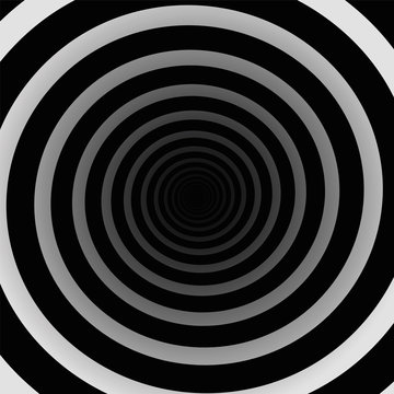 Spiral tunnel black and white, three-dimensional. Vector illustration.