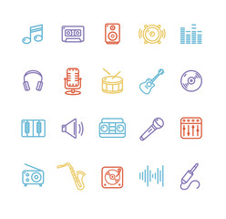 Music Icon Colorful Set. Vector