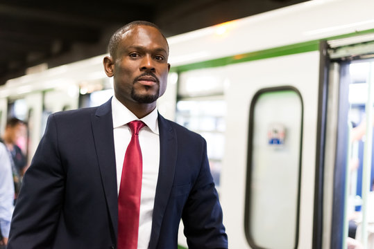 Businessman waiting for the subway train