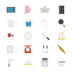 Cooking and Kitchen Utensil Flat Icons color