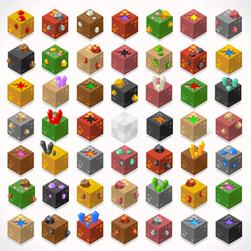 Mine Cubes 02 Elements Isometric