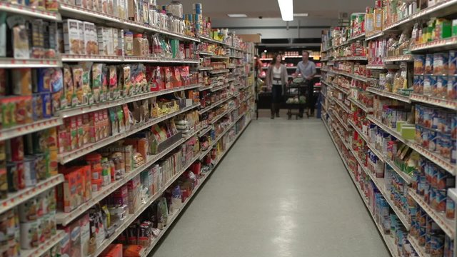 Husband and wife in a grocery store