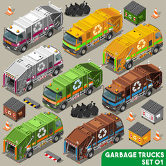 Garbage Truck Vehicle Isometric Car Vector
