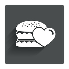 Hamburger icon. Burger food symbol.