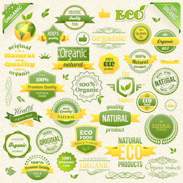 Collection Vector Organic Food, Eco, Bio Labels and Elements