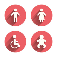 WC toilet icons. Human male or female signs.
