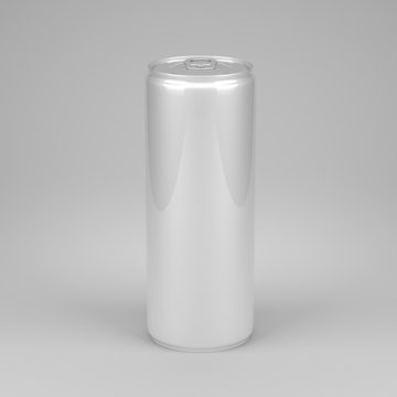 Small metal can with soda or energy drink