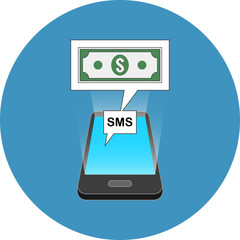Smartphone sms transaction concept. Isometric design.