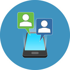 Smartphone chatting concept. Isometric design.