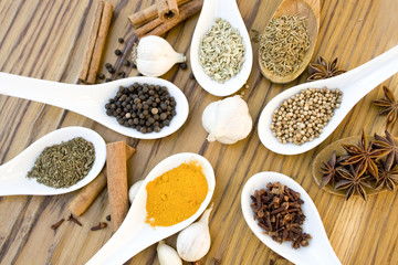 spices are in spoons