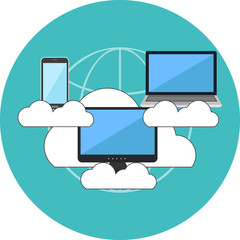 Cloud computing concept. Flat design.