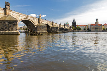 Famous Charles Bridge over river Vltava, Prague, Czech Republic